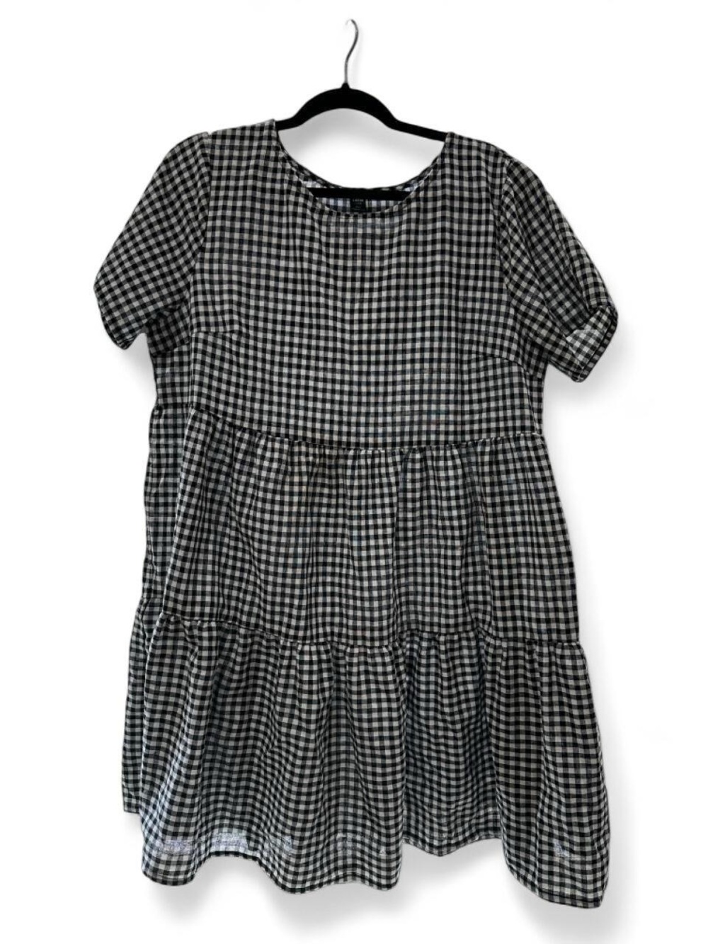 Black and White Gingham Tiered Dress